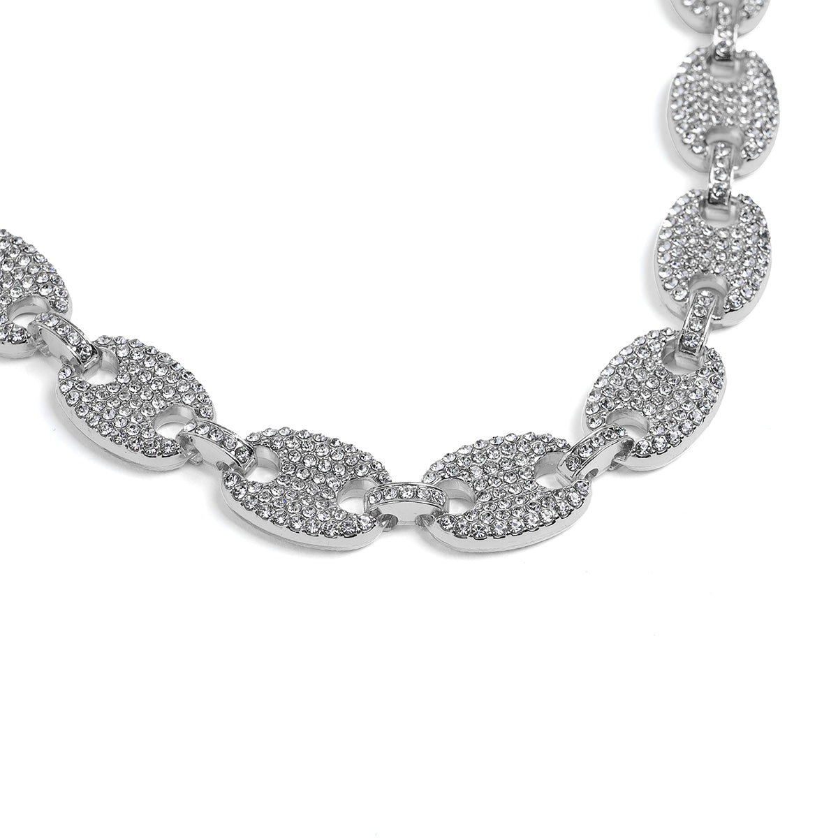 Invicta Elements Men's Iced out Cuban Chain Necklace, Silver
